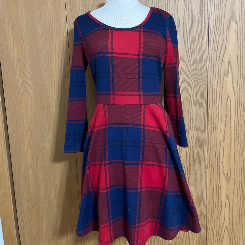 Red and Blue Plaid Dress